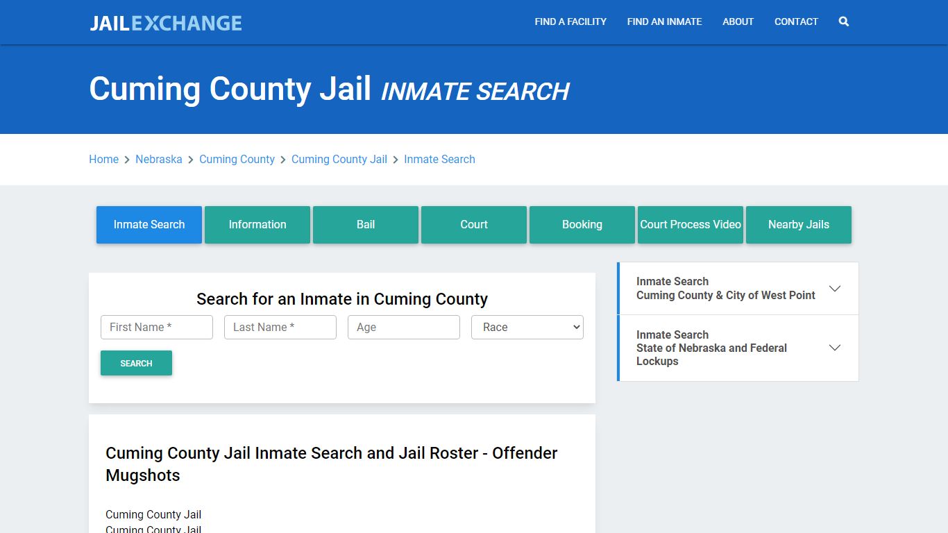 Cuming County Jail, NE Inmate Search: Roster & Mugshots