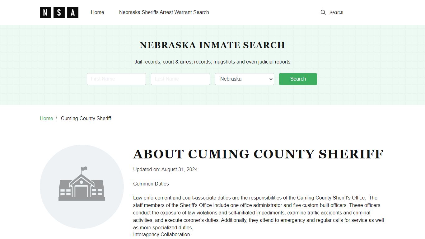 About Cuming County Sheriff - nesheriffsassoc.org